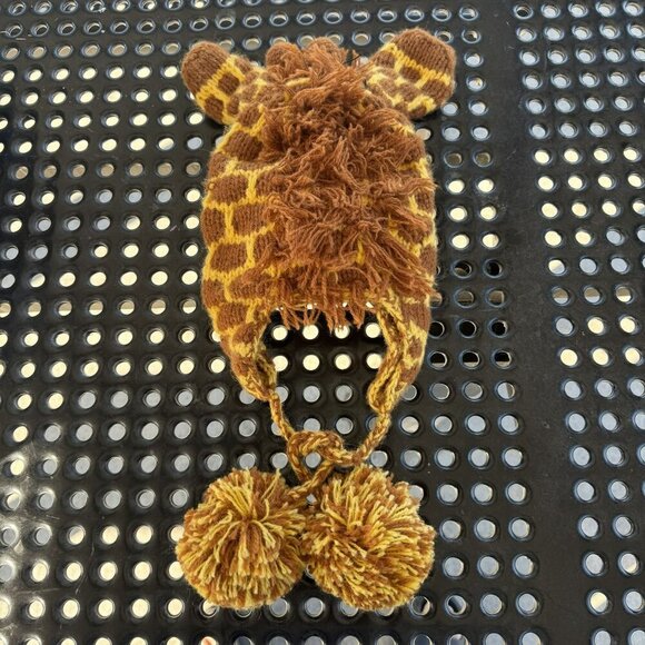 Andes Gift Giraffe Knit Winter Hat‎ Pom-Poms For Kids Acrylic Alpaca Blend OS - Picture 5 of 8